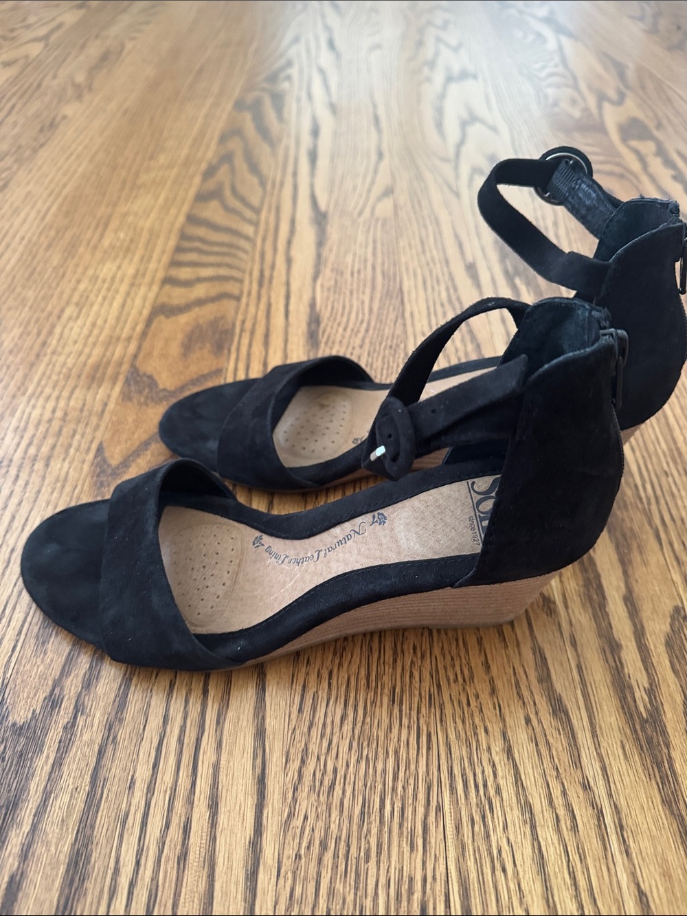 Söfft Black Suede Ankle-Strap Wedges - Picture 9 of 15